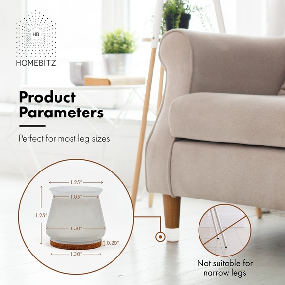 16 Furniture Chair Leg Floor Protectors Sliders + 2 Self-Adhesive Felt Sheets - Picture 3 of 15